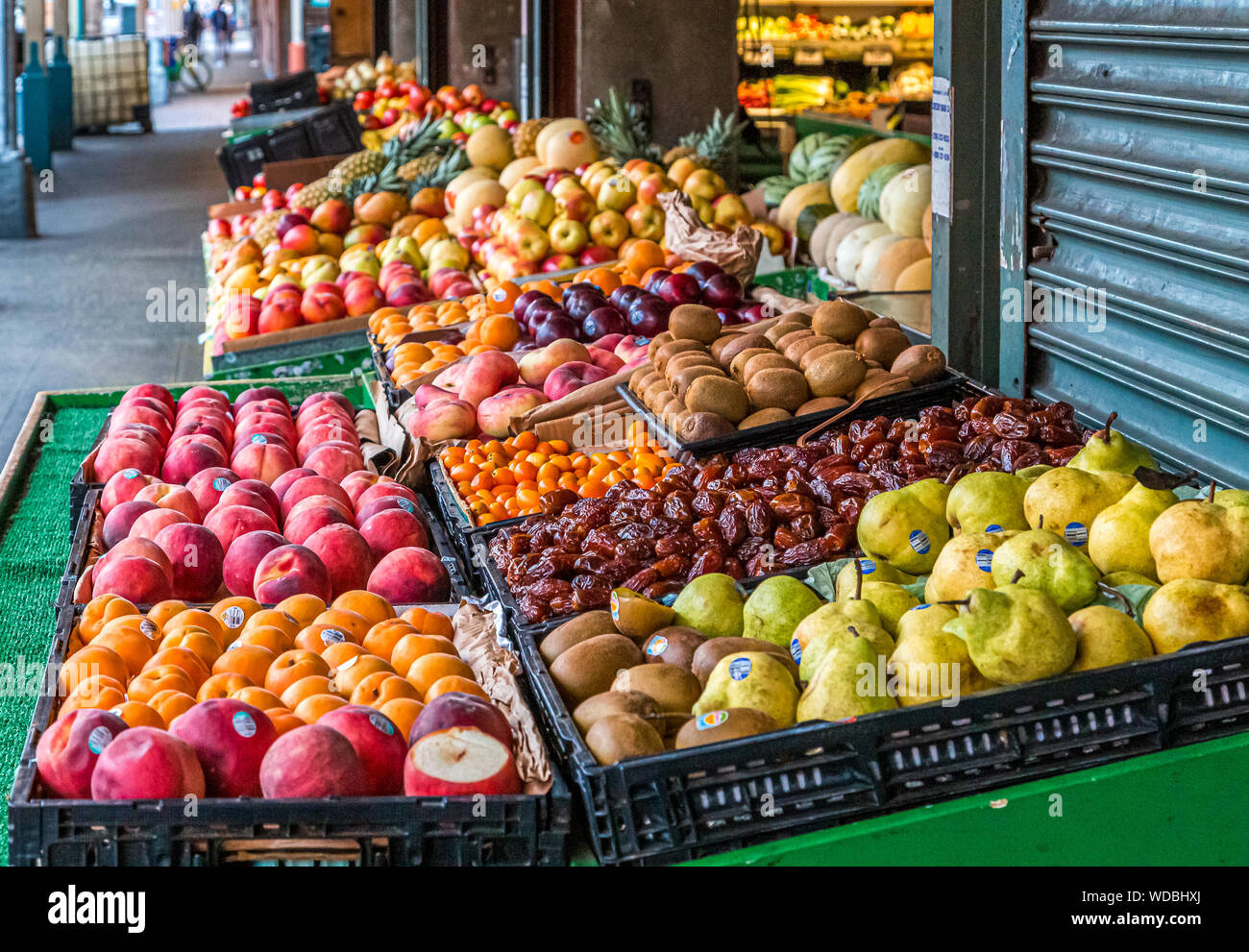 I frutti di marciapiede Mercato di Pike Place Market di Seattle Foto Stock