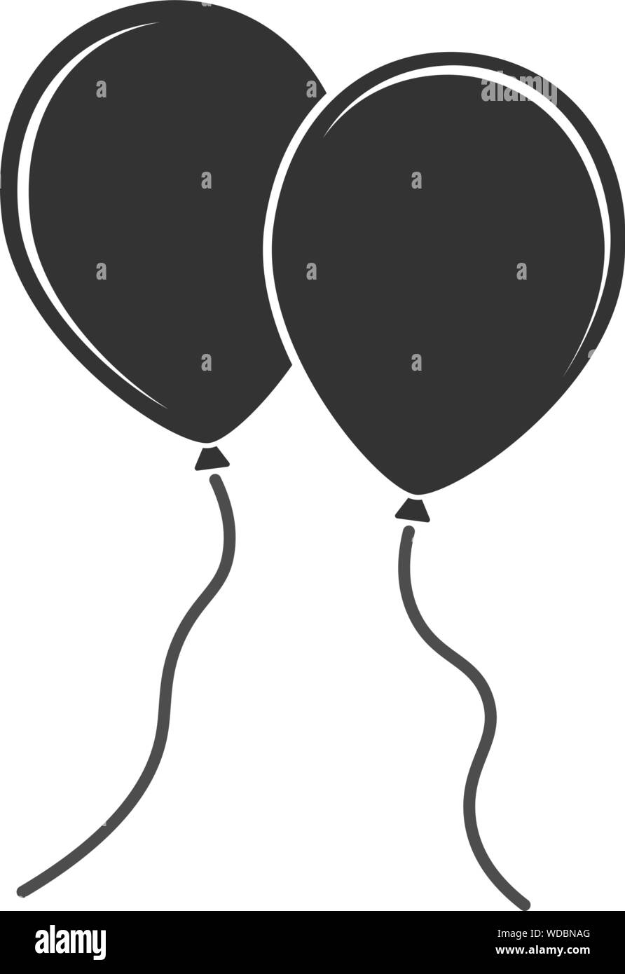 Semplice piatto bianco e nero icona a palloncino illustrazione vettoriale Illustrazione Vettoriale