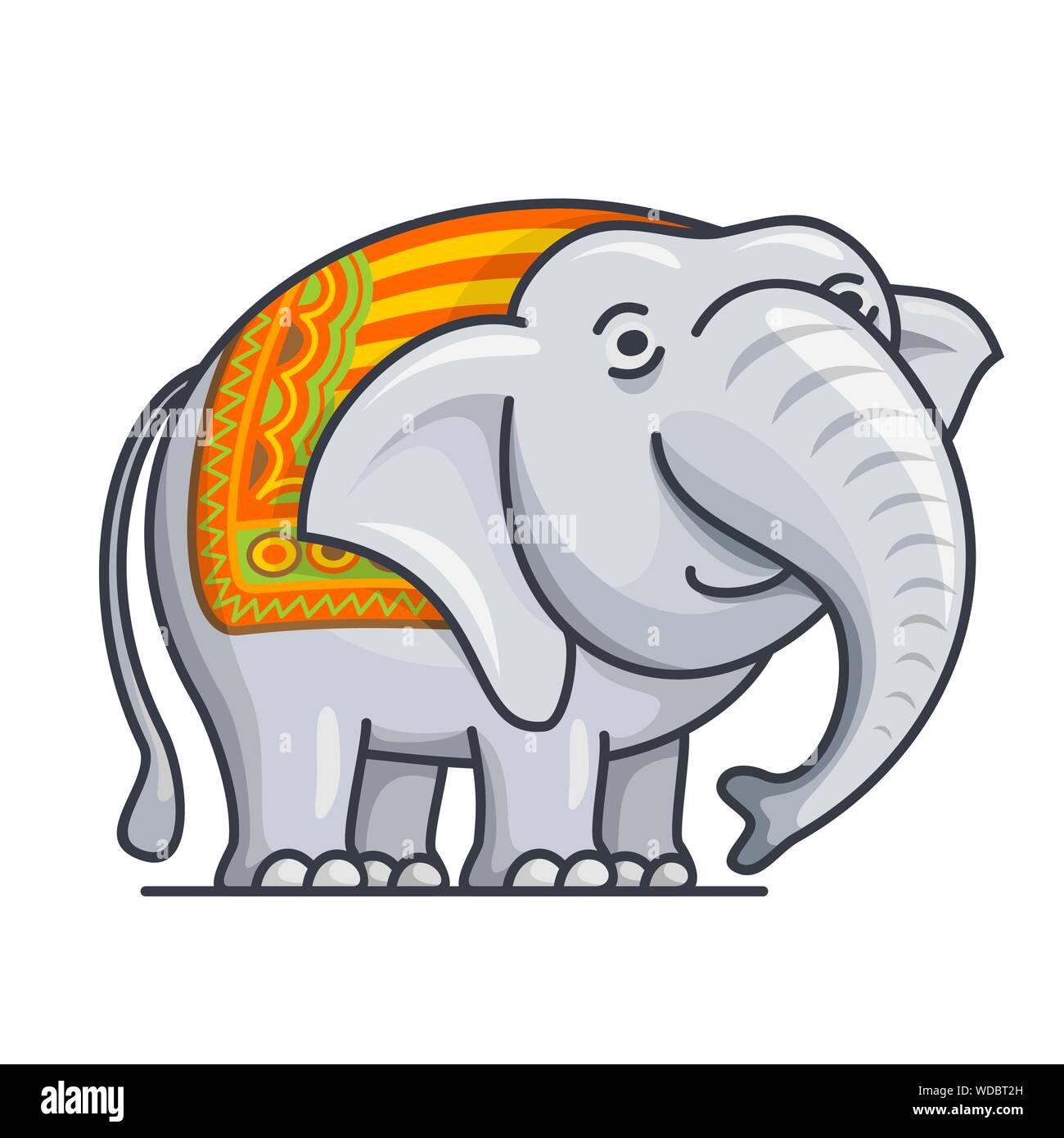 Illustrazione Vettoriale di Cartoon carino elephant close-up su sfondo bianco. Illustrazione Vettoriale