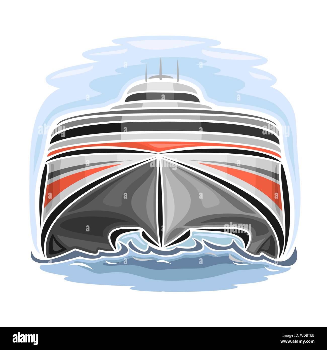 Illustrazione Vettoriale del logo per alta velocità-car ferry catamarano, vista frontale. Illustrazione Vettoriale