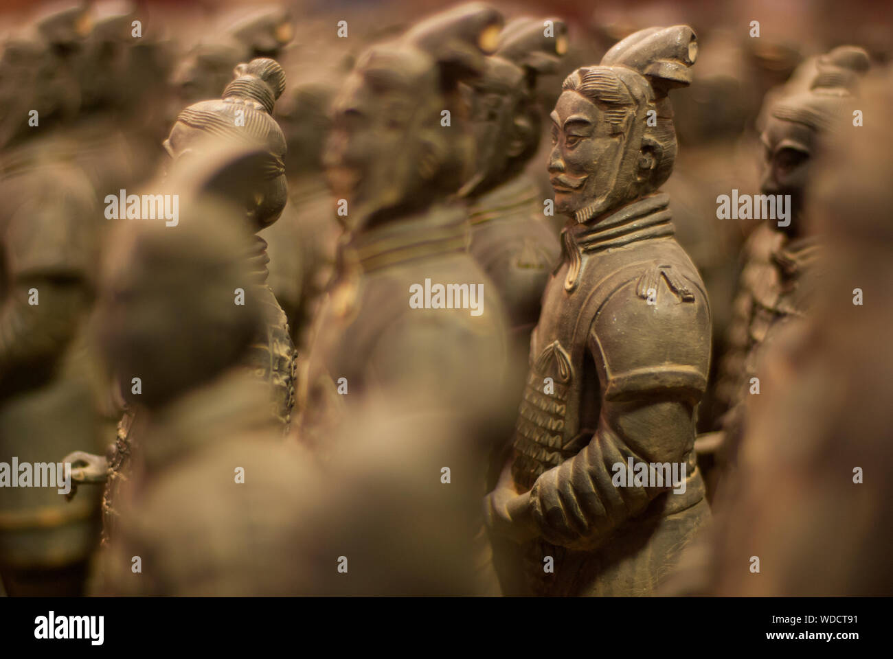 Soldati di terracotta in formazione a Qin Shi Huang il mausoleo a Xi'an, Cina. Foto Stock