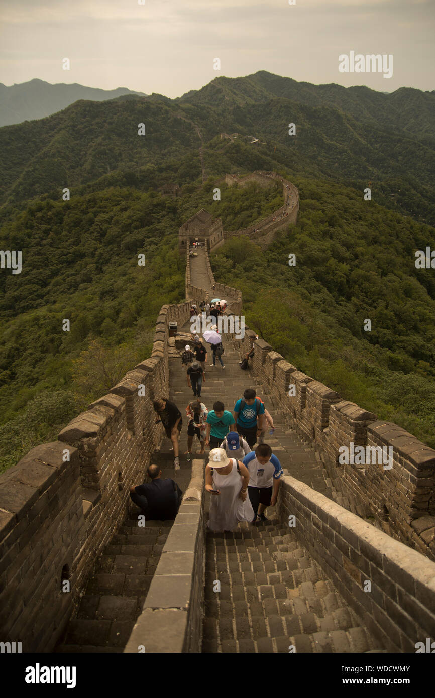 Grande muraglia cinese a Mutianyu Foto Stock