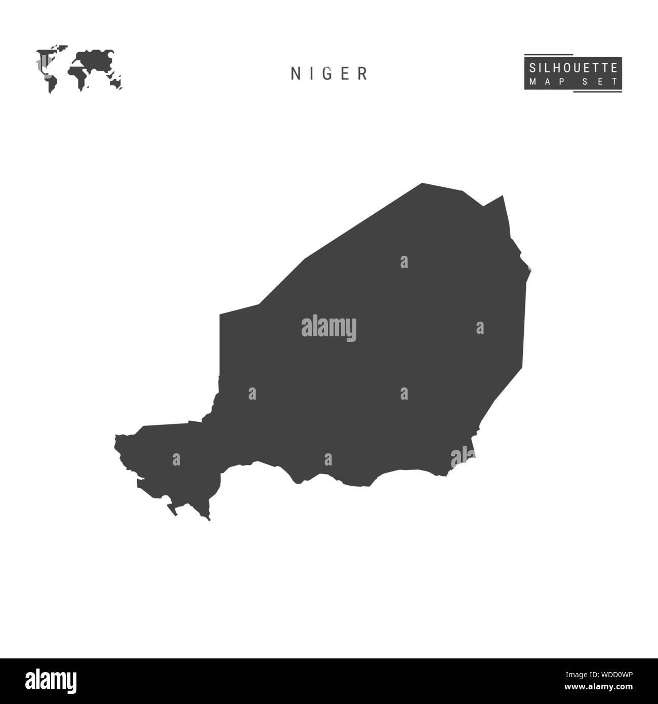 Niger vettore vuoto mappa isolati su sfondo bianco. High-Detailed silhouette nera Mappa di Niger. Illustrazione Vettoriale