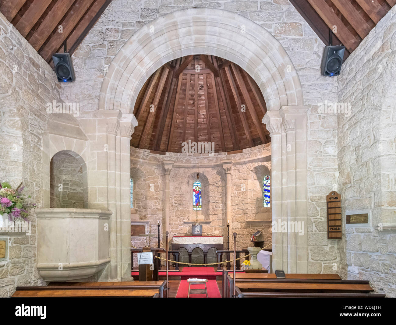 Interno del normanno chiesa in Belvidere, Knysna, Garden Route, Western Cape, Sud Africa Foto Stock