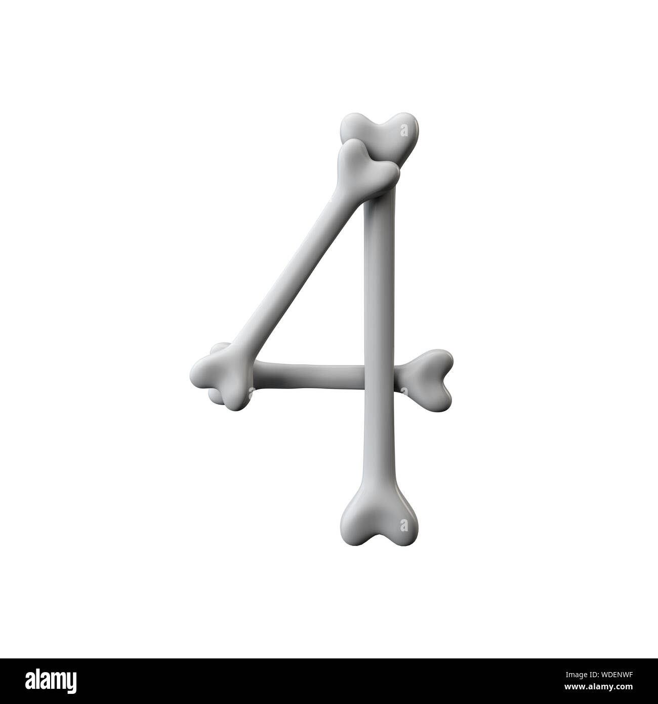 Numero 4 font di osso. Halloween lettere dell'alfabeto. Il rendering 3D Foto Stock