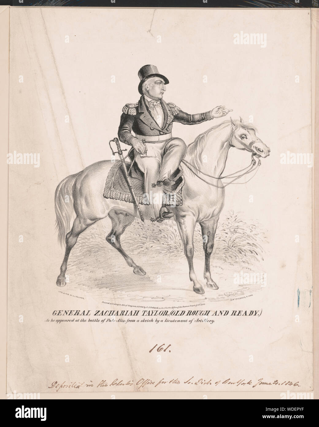 Zaccaria generale Taylor, (Vecchio Rough and Ready.) Abstract: Come apparve nella battaglia di Palo Alto: da uno schizzo di un tenente di artiglieria. Foto Stock