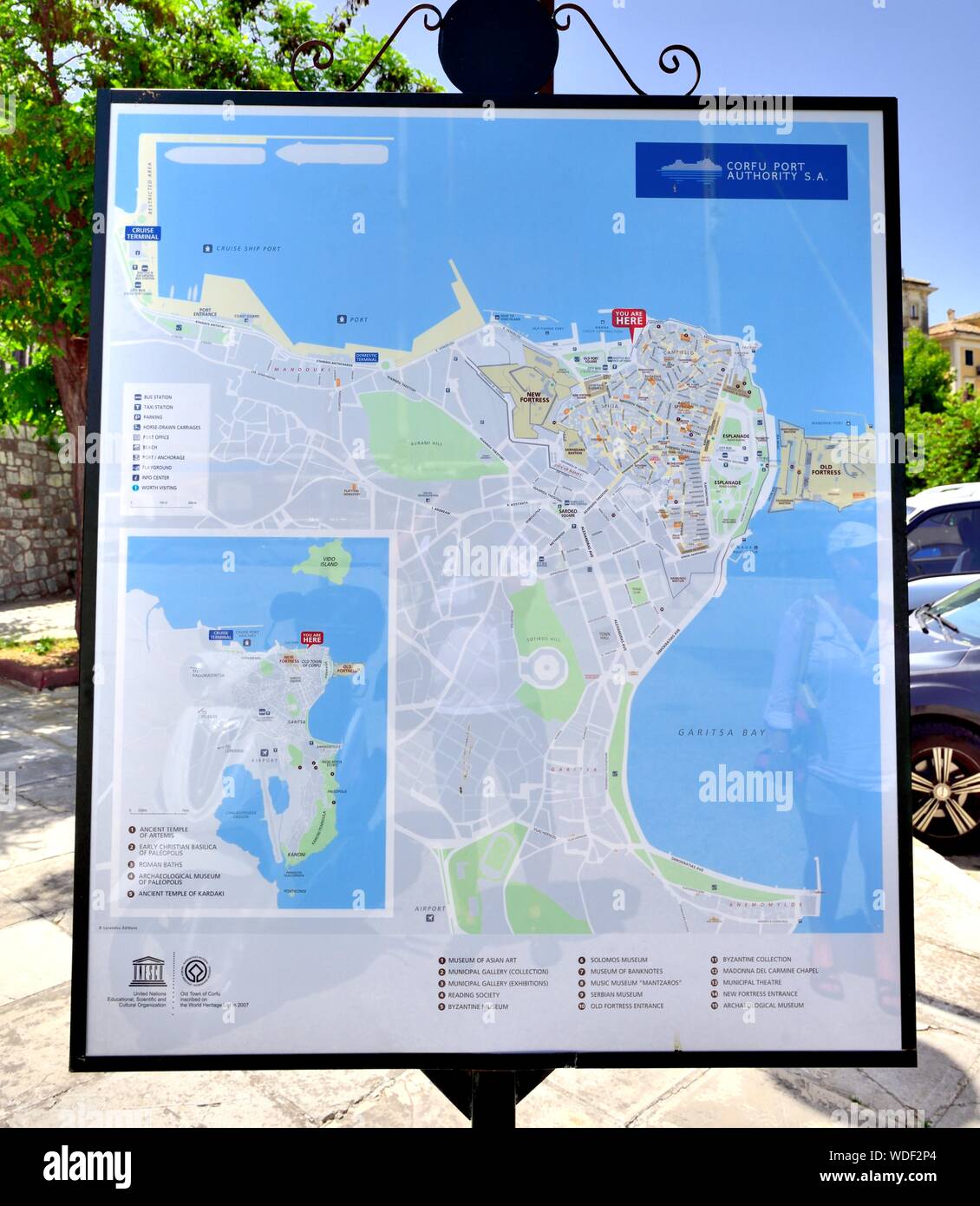 Mappa Turistica della Città di Corfù,Kerkyra,Kerkira,Isole Ionie ,Grecia Foto Stock