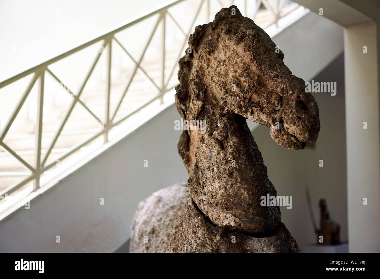 Antiche statue in bronzo di cavalli recuperati dal mare in Grecia Foto Stock