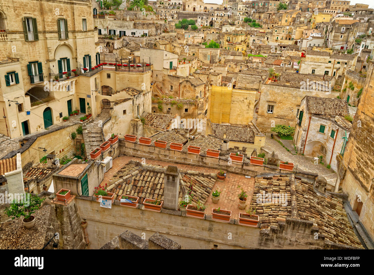 Matera città vecchia, Regione Basilicata, Italia meridionale. Foto Stock