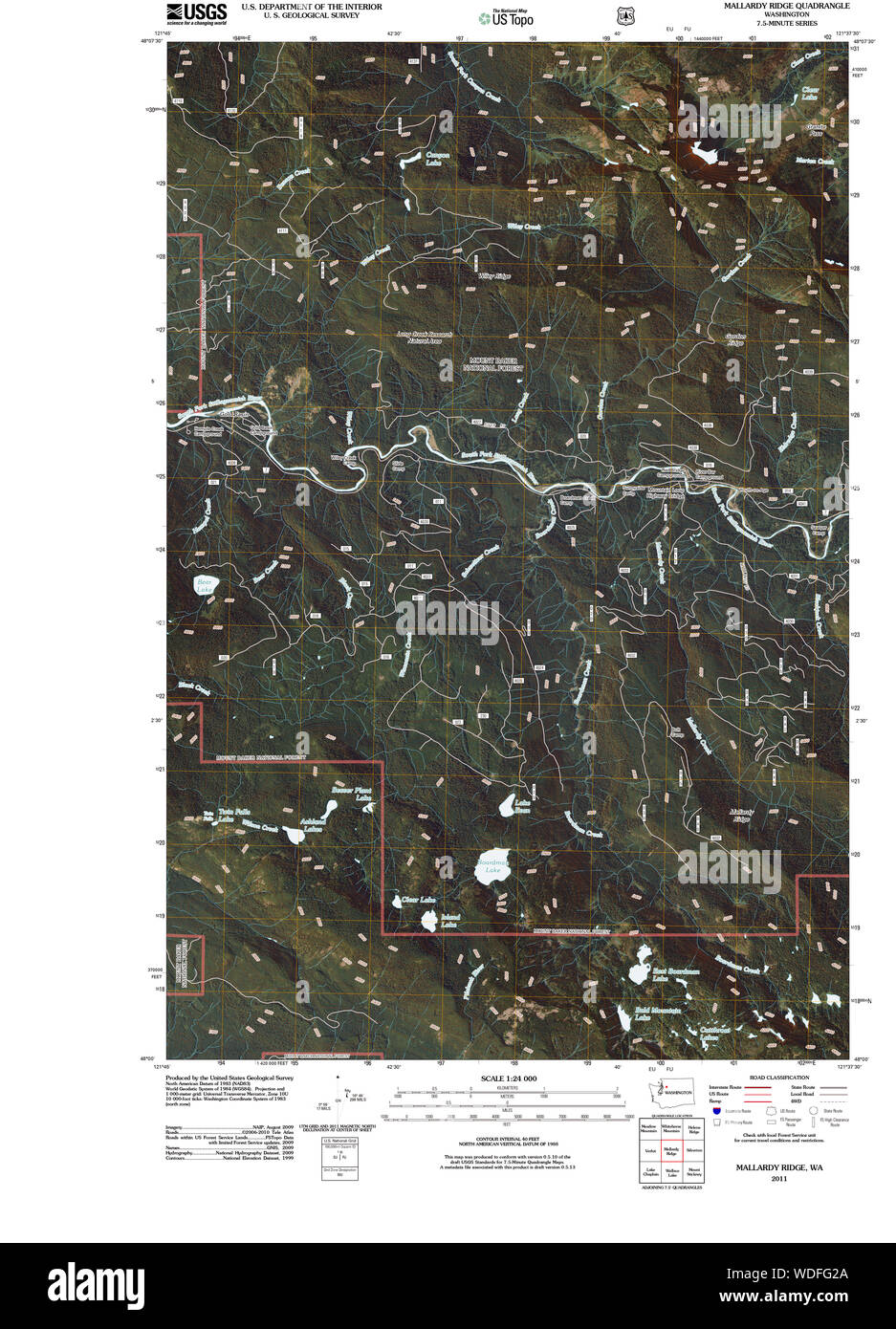 USGS TOPO Map Stato di Washington WA Mallardy Ridge 20110510 TM il restauro Foto Stock