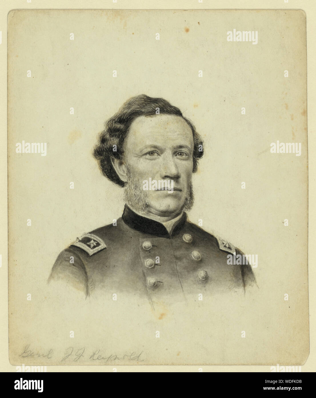 Genl JJ Rinaldo [sic] Abstract/medio: 1 disegno su carta crema : matita, inchiostro nero e di lavaggio inchiostro 10.3 x 8.7 cm. (Foglio). Foto Stock