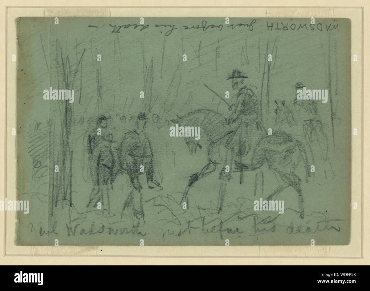 Genl. Wadsworth poco prima della sua morte Abstract/medio: 1 disegno su carta verde : matita 8,8 x 13,0 cm. (Foglio). Foto Stock
