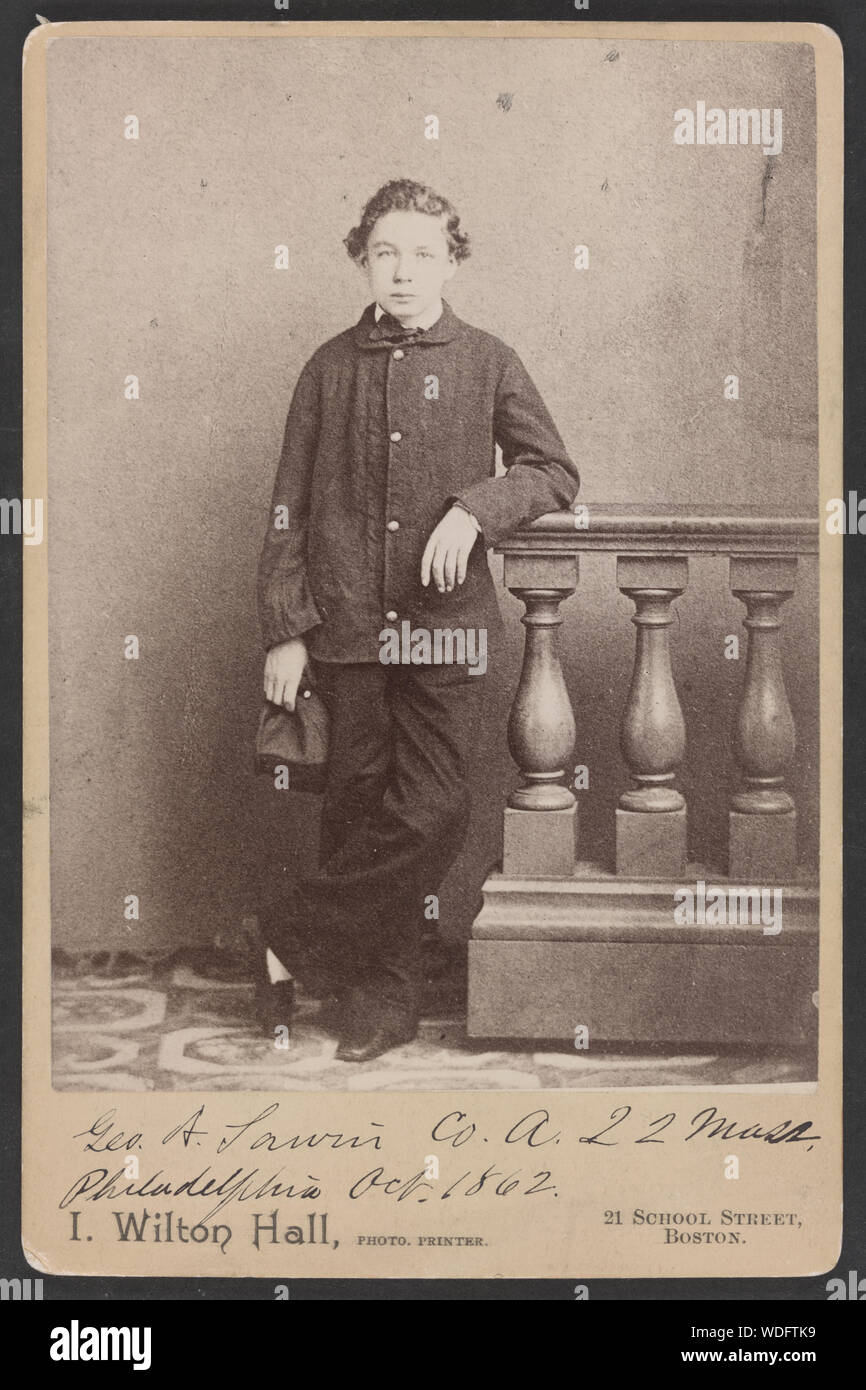 Geo. A. Sawin, Co. Un, 22 Massachusetts, Philadelphia / I. Wilton Hall, foto. Stampante, 21 School Street, Boston. Abstract/medio: 1 stampa fotografica su armadio per montaggio su scheda: albume 16,5 x 10,8 (mount) Foto Stock