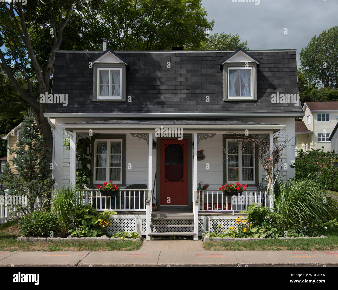 Casa privata, sul percorso 368, Chemin Royal, Saint-Jean-de-l'Îe-d'Orléans sull'Île d'Orléans (Isola di Orleans) Quebec, Canada. Foto Stock