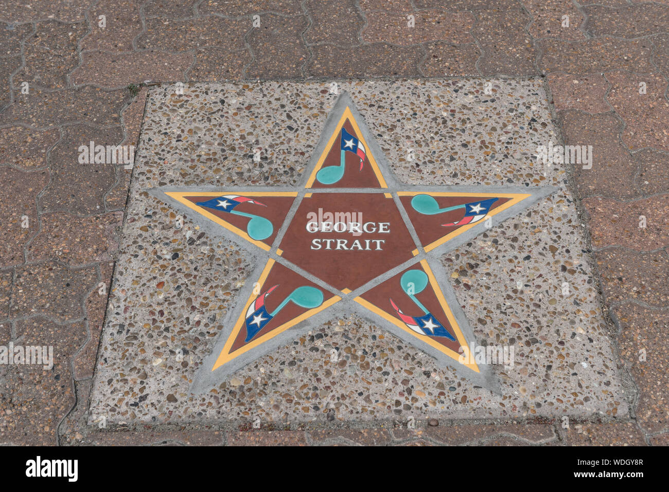 George Strait il marciapiede stella, uno di diversi nel sud del Texas Music Walk of Fame all'WaterStreet (spazio non è corretto) Mercato nel centro di Corpus Christi, Texas Foto Stock