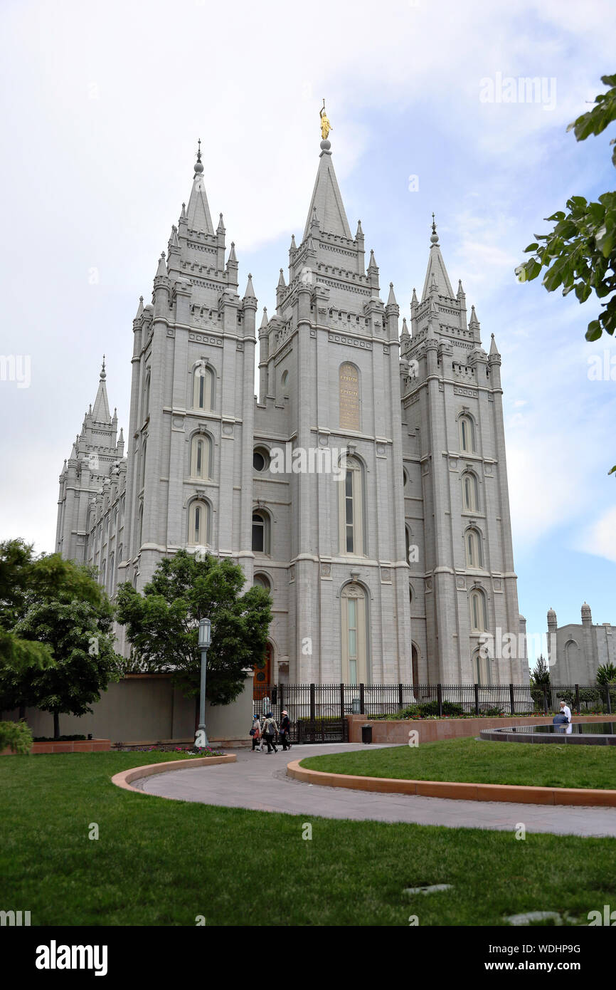 Il Mormon Temple Street View Foto Stock