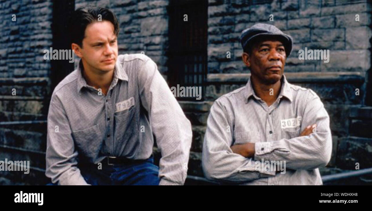 Il Shawshank Redemption 1994 film con Tim Robbins a sinistra e Morgan Freeman Foto Stock