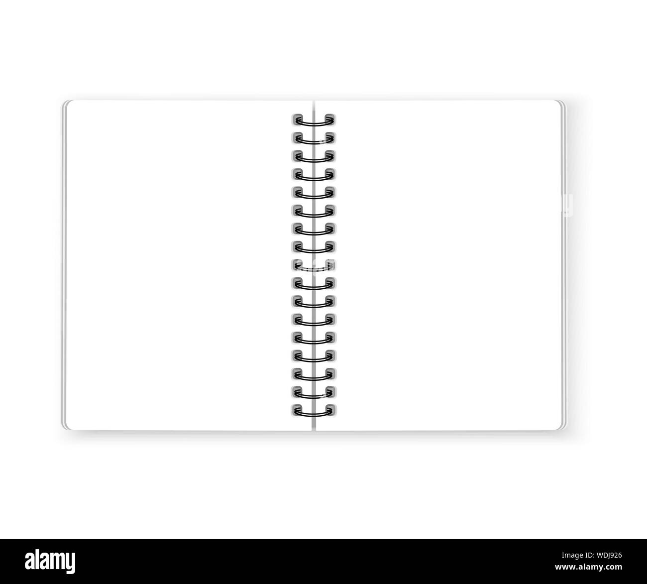 Aprire il notebook a spirale su sfondo bianco vettore Illustrazione Vettoriale