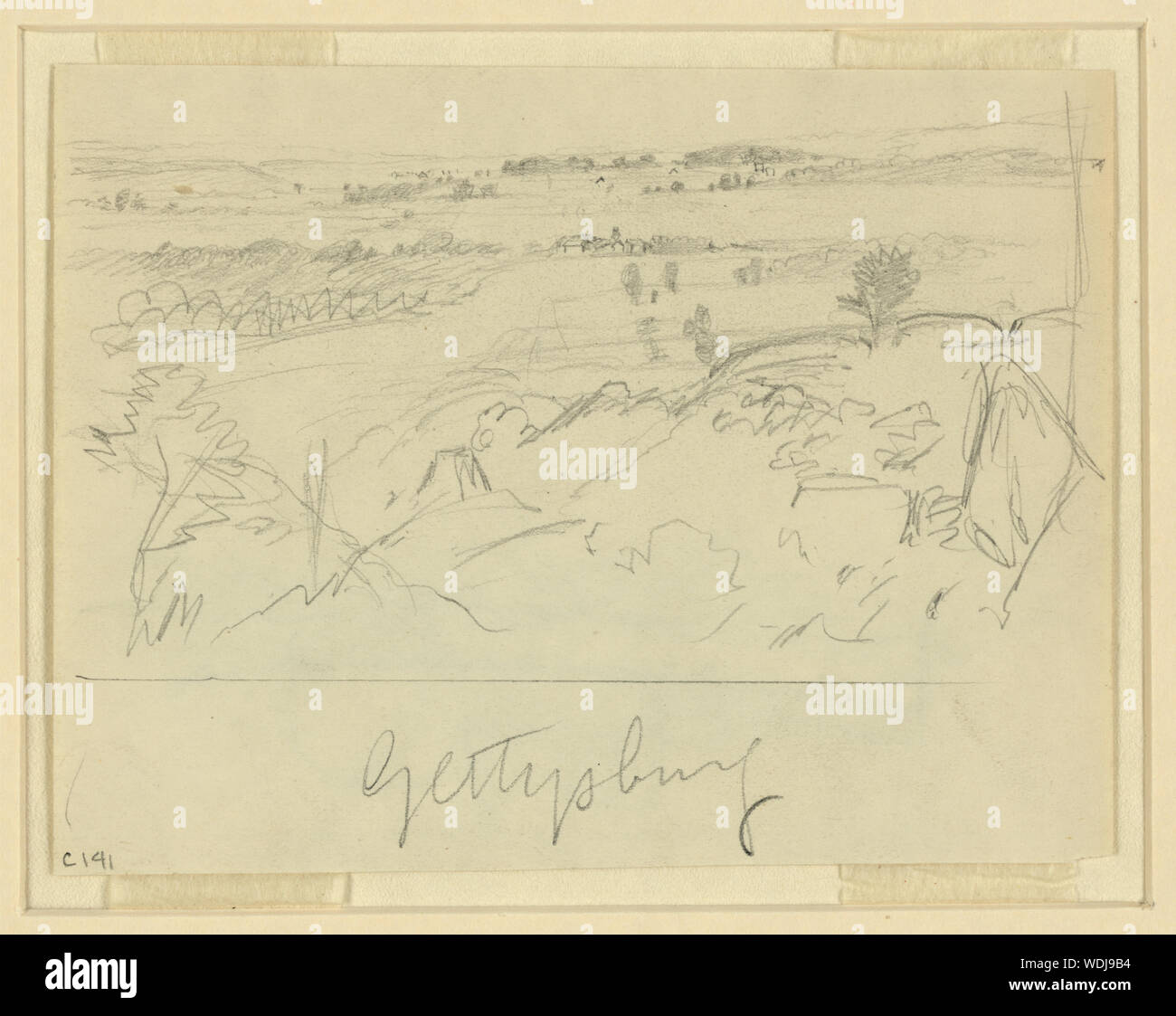 Gettysburg Abstract/medio: 1 disegno su carta crema : matita 8.2 x 10.7 cm (foglio). Foto Stock