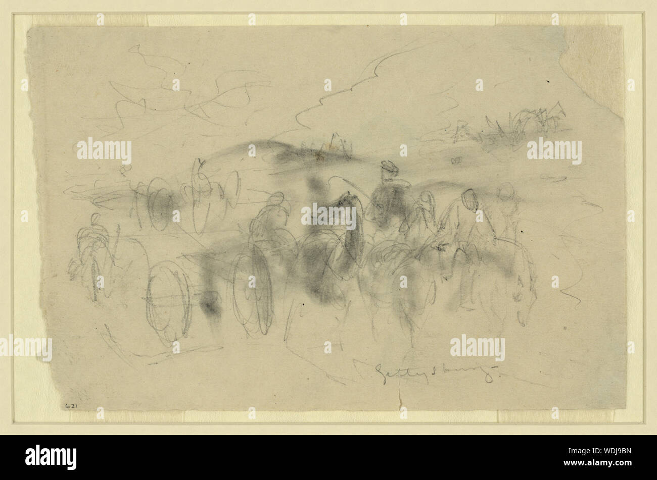 Gettysburg Abstract/medio: 1 disegno su carta crema : matita 9,9 x 15,2 cm. (Foglio) Foto Stock