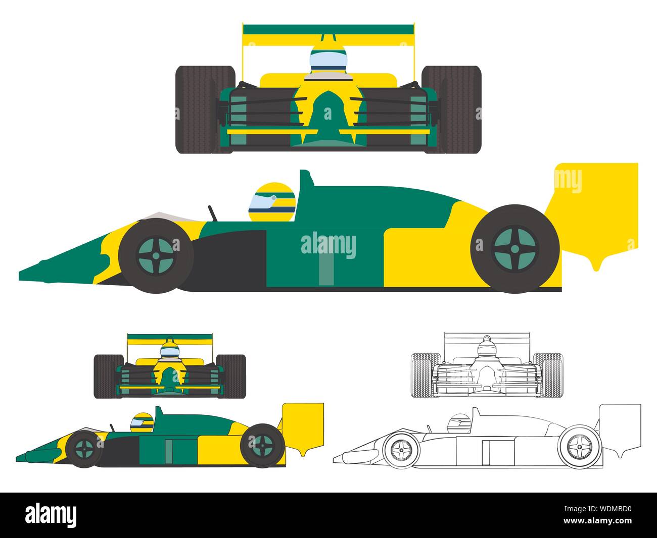 Famosa corsa auto. Colori brasiliano bandiera. Illustrazione Vettoriale