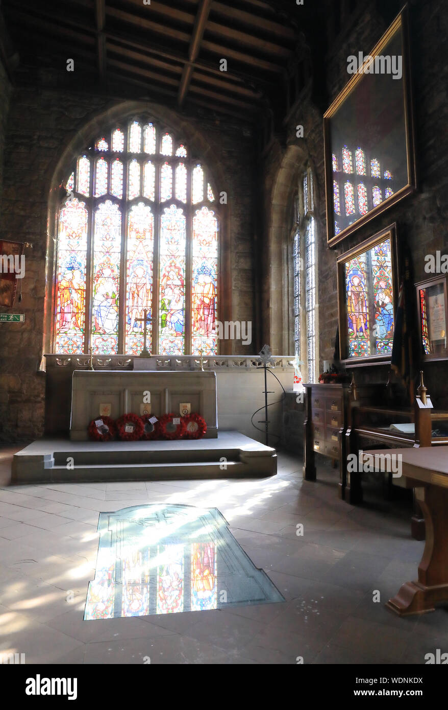 Wellington Cappella in Halifax Minster, dove Anna Lister di 'Gentleman Jack' fama fu battezzato e sepolto nel West Yorkshire, Regno Unito Foto Stock