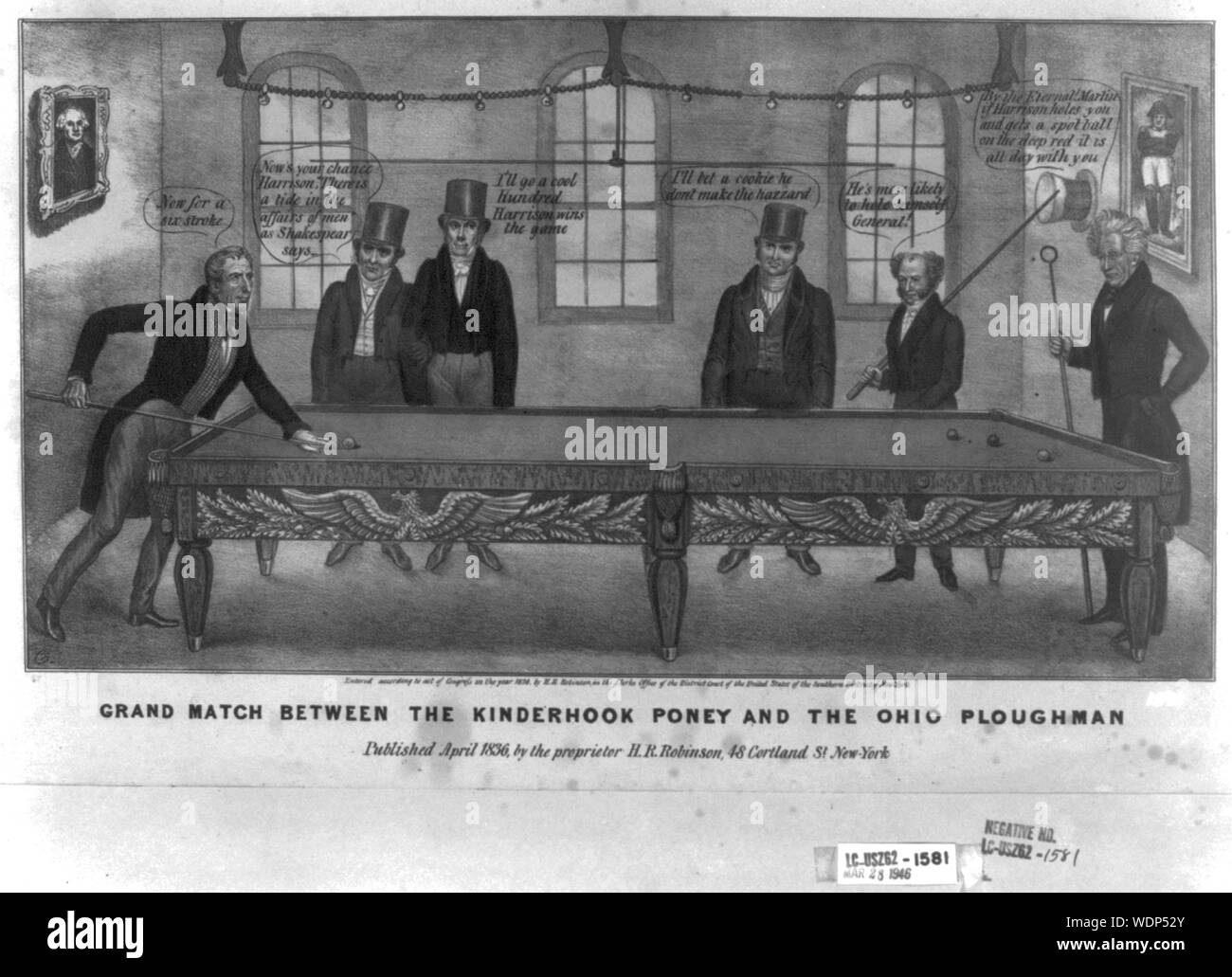 Grand match tra il Kinderhook poney e la Ohio plowman Abstract/medio: 1 stampa : Litografia con acquarello su carta intessuta 27.5 x 44.5 cm. (Immagine) Foto Stock