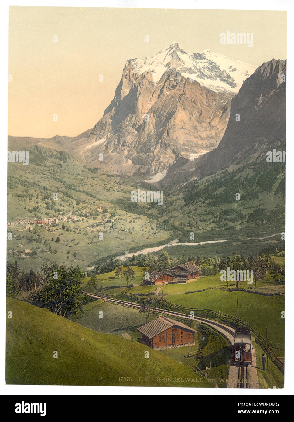 Grindelwald e il Monte Wetterhorn, Oberland bernese, la Svizzera fa parte di: Viste della Svizzera nella stampa Photochrom collection. Stampa n. 17075. Titolo ideato dal personale della biblioteca. Foto Stock