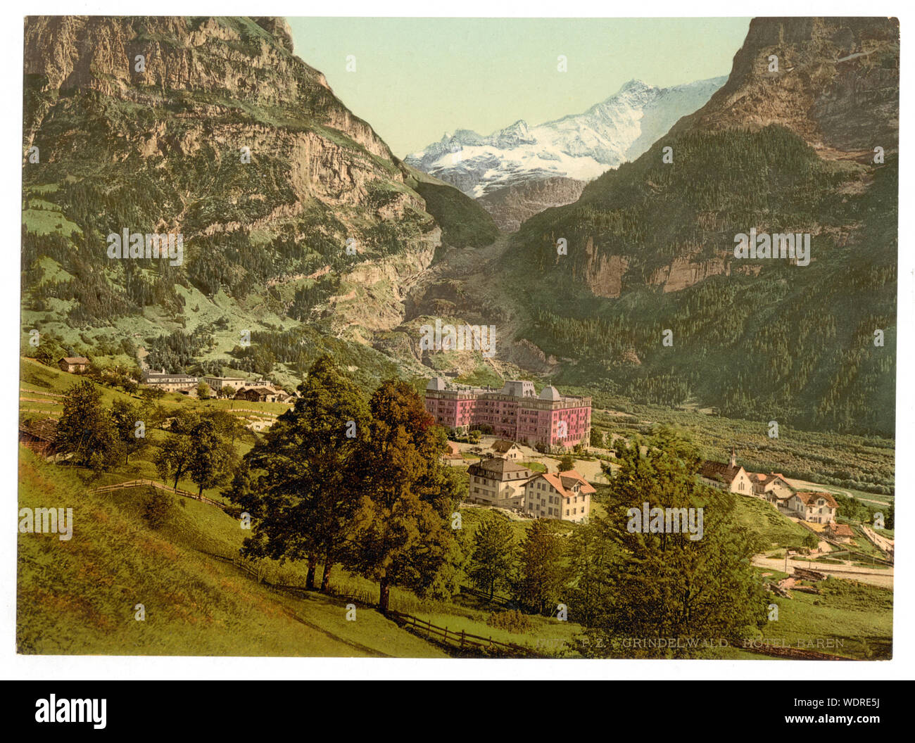 Grindelwald, Hotel Bären, Oberland bernese, la Svizzera fa parte di: Viste della Svizzera nella stampa Photochrom collection. Titolo ideato dal personale della biblioteca. Stampa n. 17077. Foto Stock