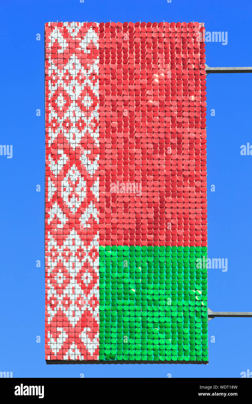 La bandiera nazionale della Bielorussia a Minsk, Bielorussia Foto Stock