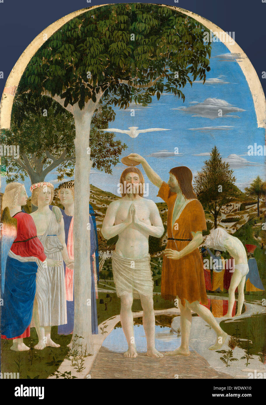 Il Battesimo di Cristo - Piero della Francesca, circa 1450 Foto Stock