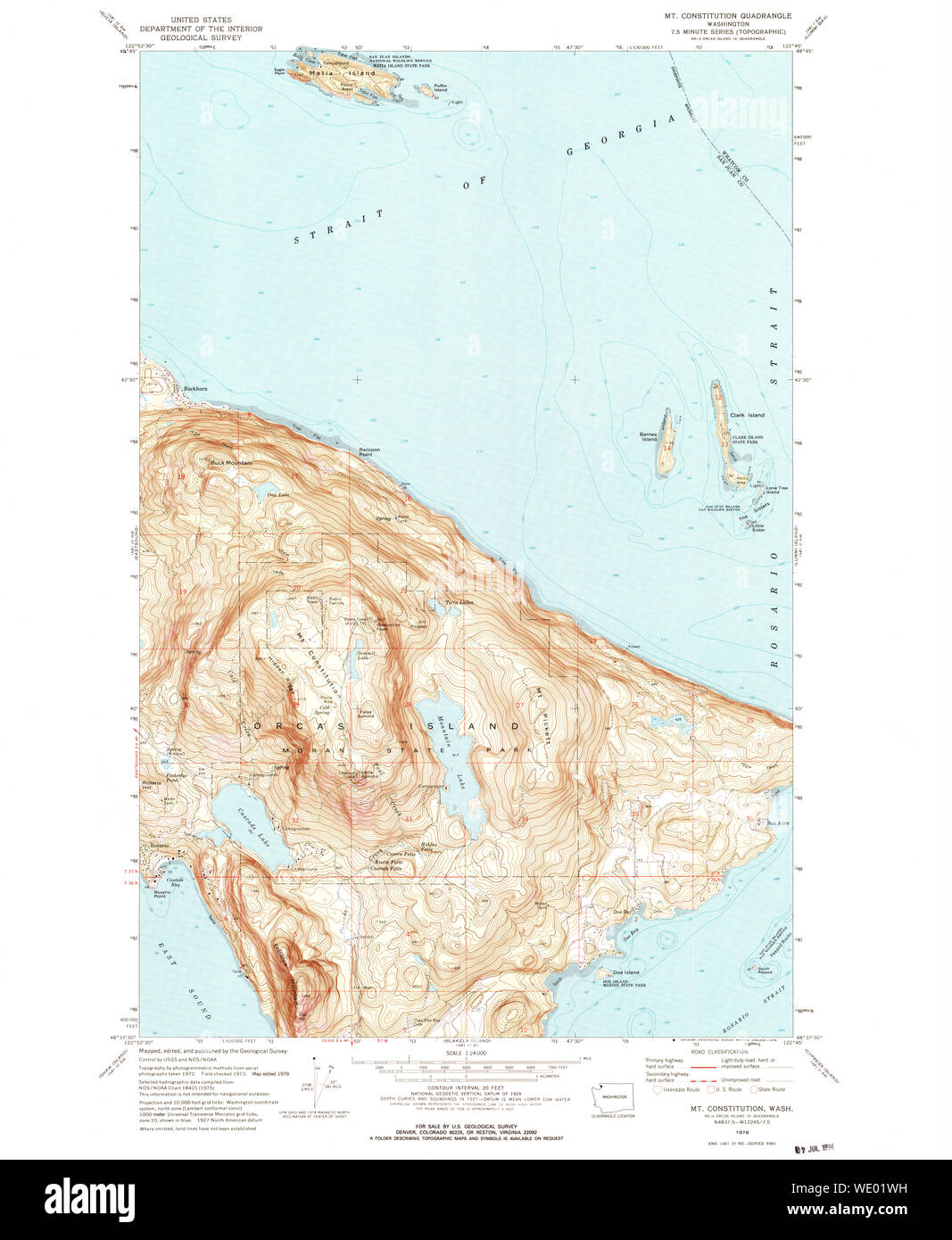 USGS TOPO Map Stato di Washington WA Mt Costituzione 242635 1978 24000 Restauro Foto Stock