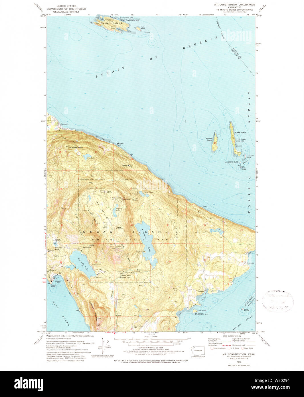USGS TOPO Map Stato di Washington WA Mt Costituzione 242636 1978 24000 Restauro Foto Stock