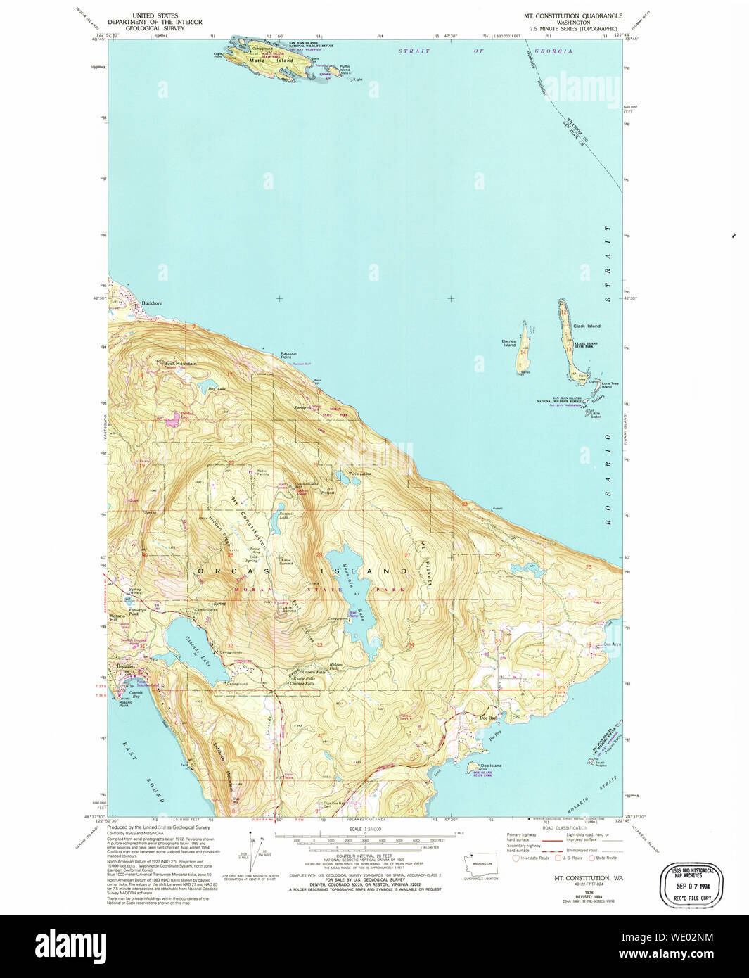 USGS TOPO Map Stato di Washington WA Mt Costituzione 242637 1978 24000 Restauro Foto Stock