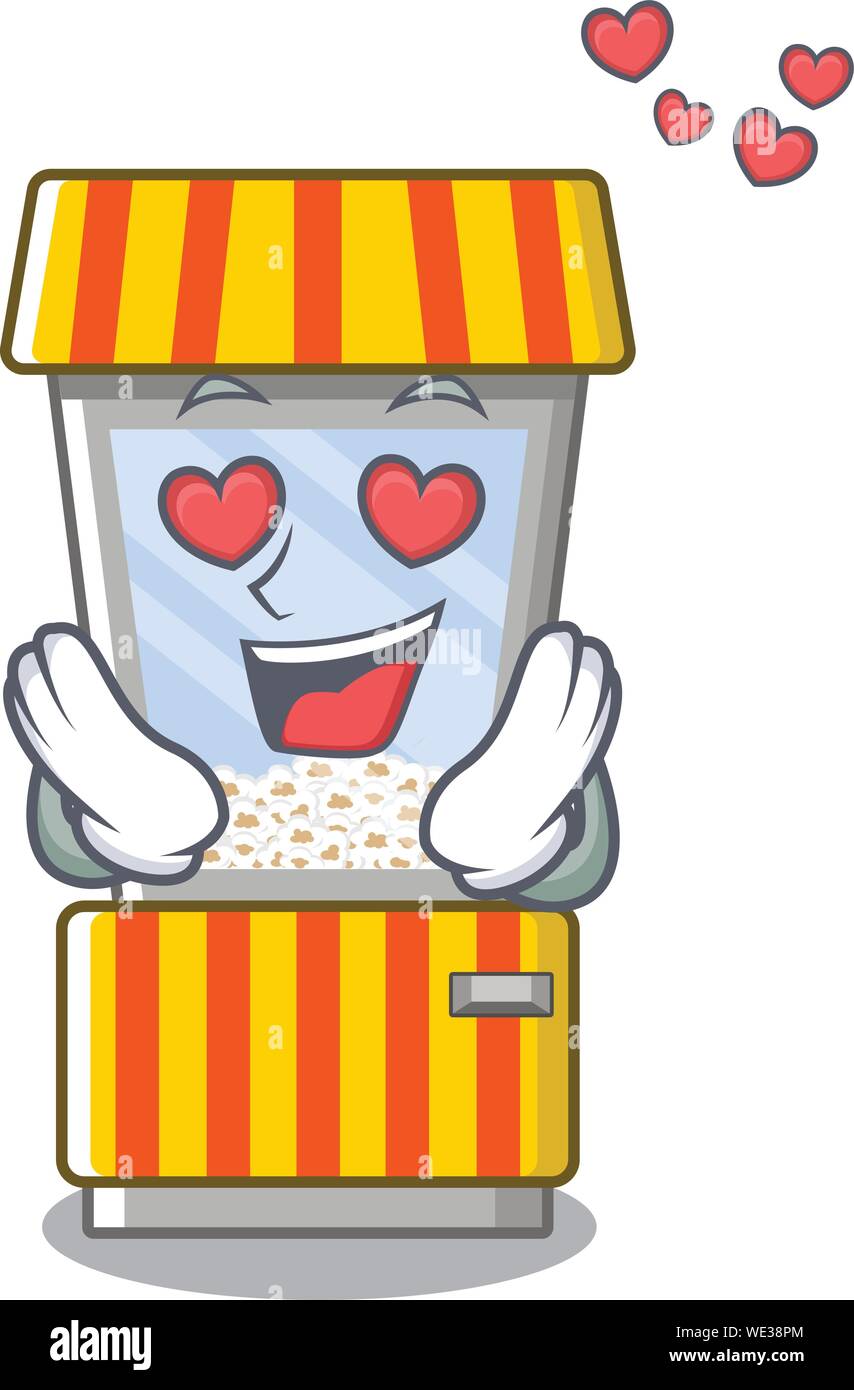 In amore il popcorn vending machine è formato cartoon Illustrazione Vettoriale