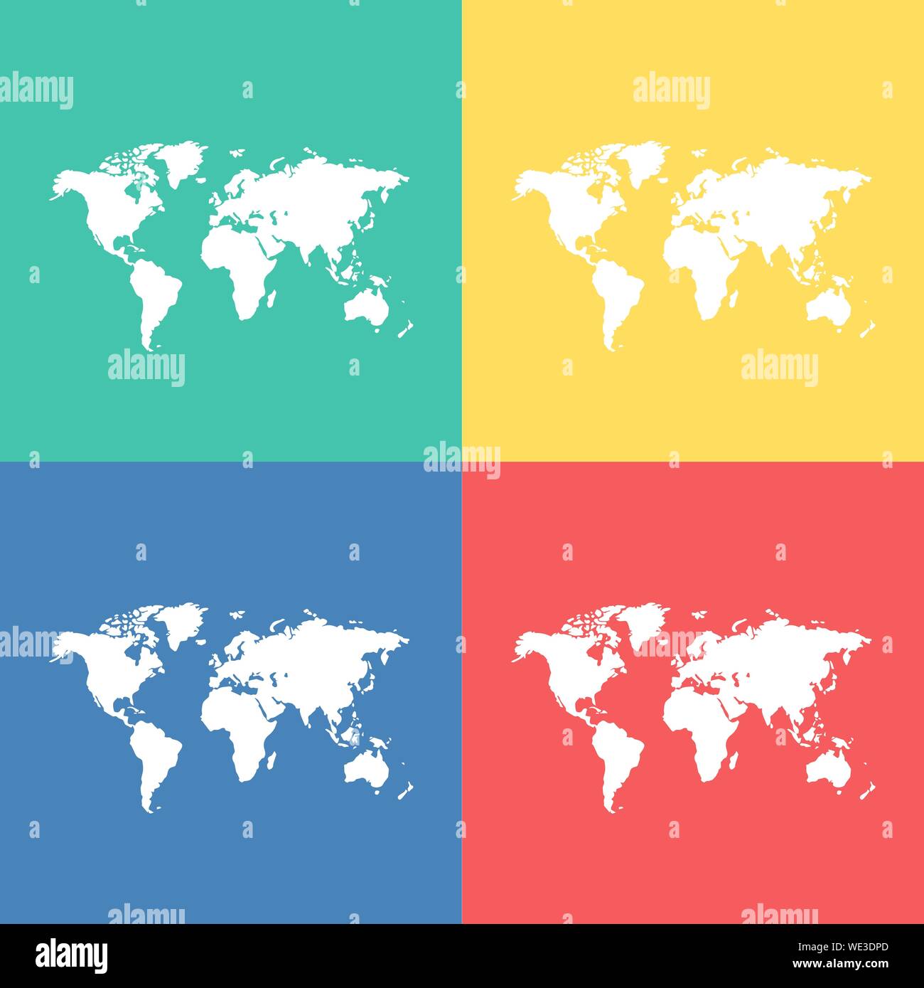 Insieme di diversi colorato mondo mappa vettore illustrazione Illustrazione Vettoriale