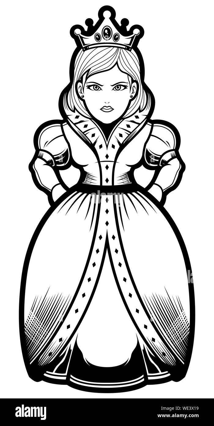 Regina Line Art Illustrazione Vettoriale