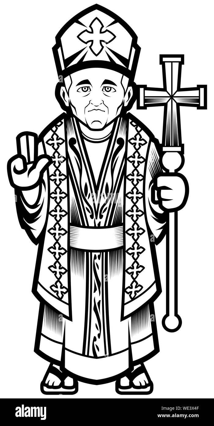 Il vescovo Line Art Illustrazione Vettoriale