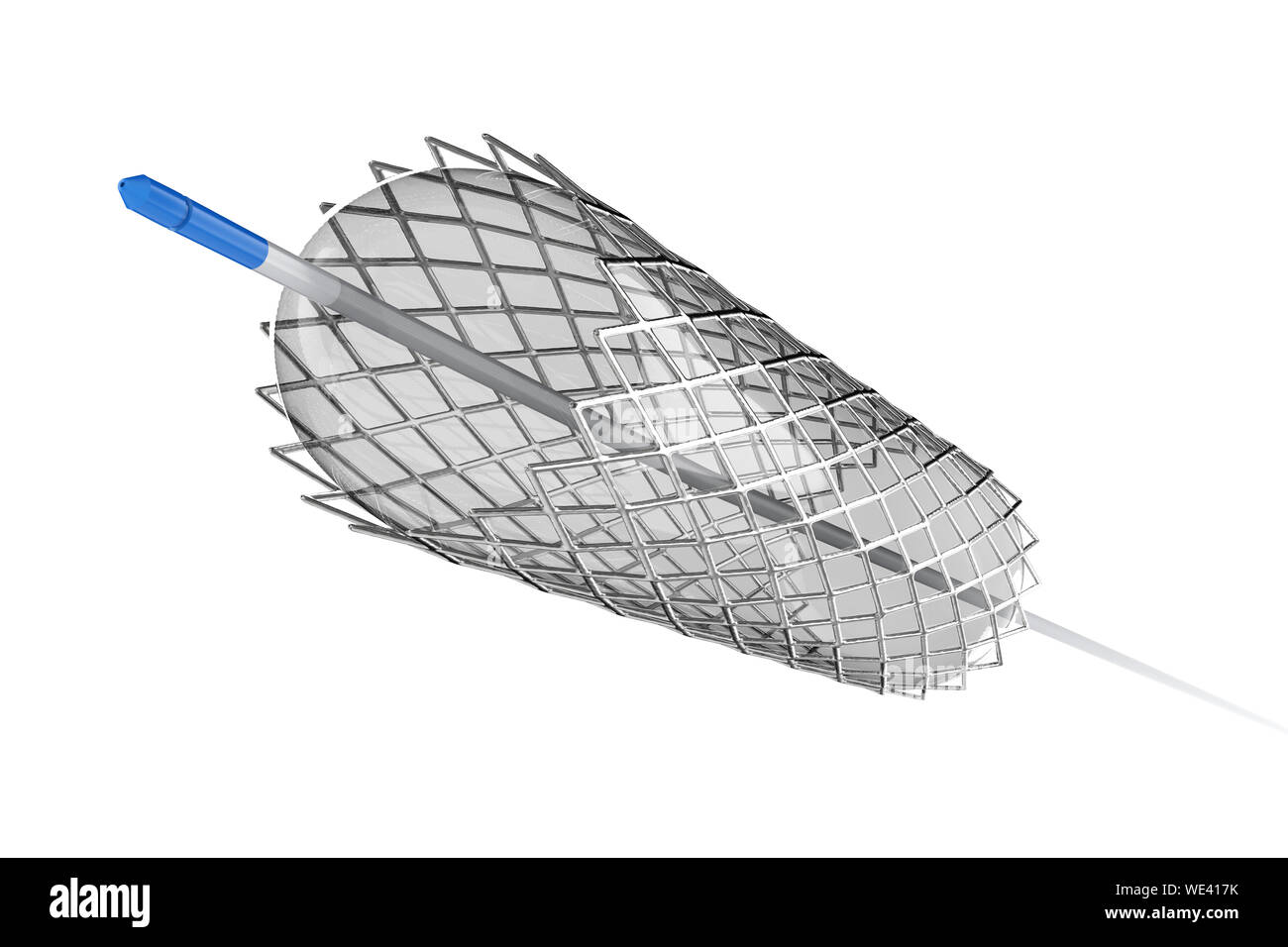 3D rendering stent o catetere per angioplastica a palloncino Foto Stock