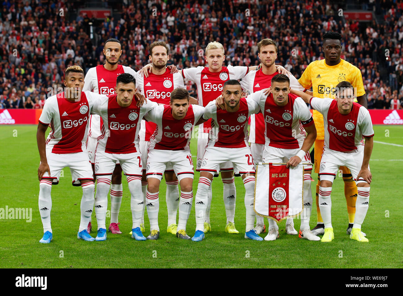 13 agosto 2019 Amsterdam, Paesi Bassi partite di Champions League Ajax v PAOK Salonicco 13-08-2019: Voetbal: Ajax v PAOK Salonicco: Amsterdam Teamfoto Foto Stock