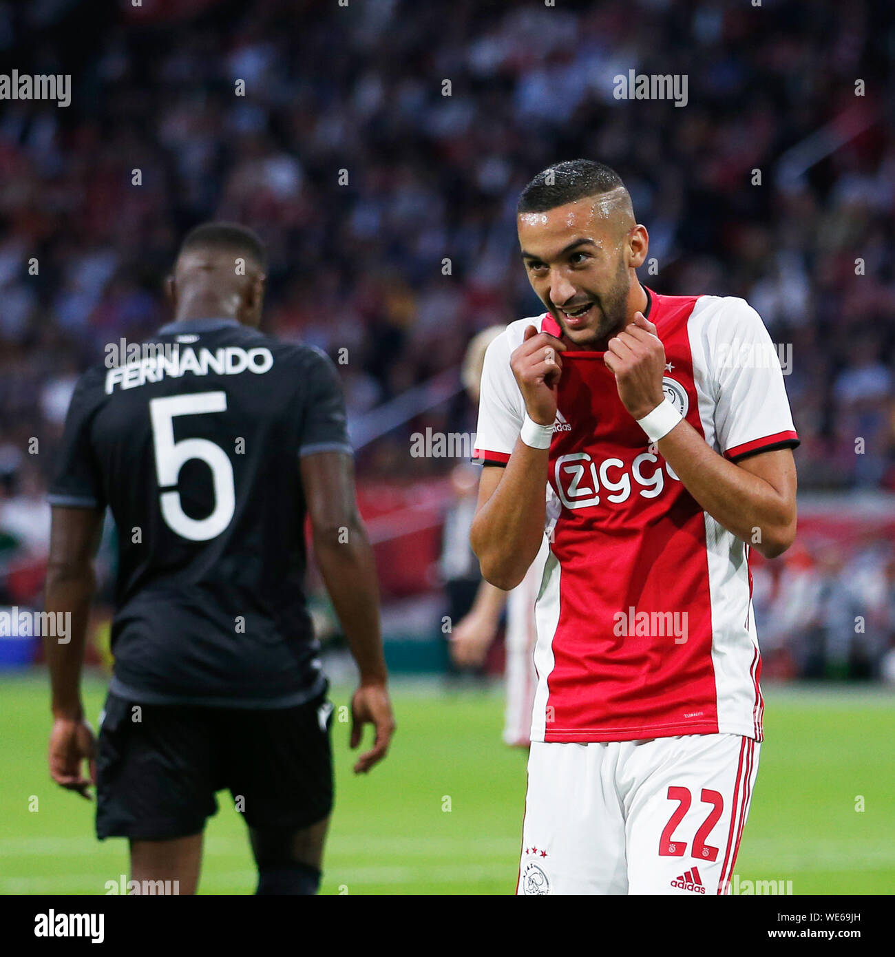 13 agosto 2019 Amsterdam, Paesi Bassi Champions League Ajax v PAOK Salonicco 13-08-2019: Voetbal: AJAX v PAOK Salonicco: Amsterdam Hakim Ziyech Foto Stock