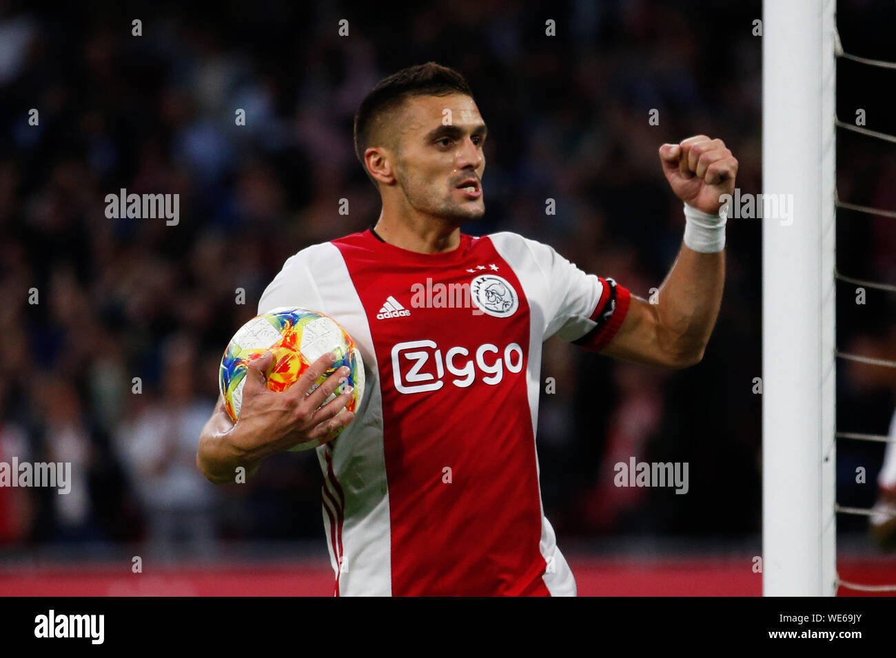 13 agosto 2019 Amsterdam, Paesi Bassi Champions League Ajax v PAOK Salonicco 13-08-2019: Voetbal: AJAX v PAOK Salonicco: Amsterdam Dusan Tadic 1-1 Foto Stock