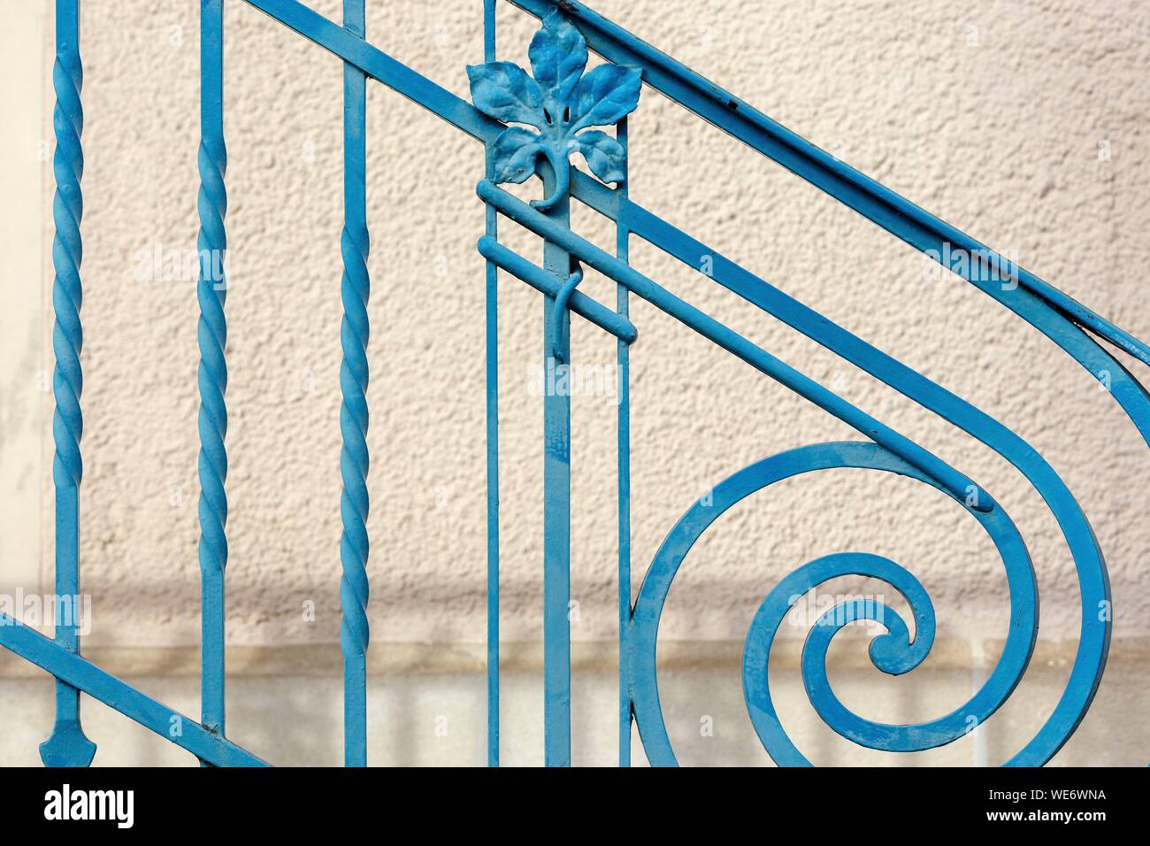 Francia, Meurthe et Moselle, Nancy, dettaglio di opere in ferro in stile Art Nouveau nel Felix Faure Street Foto Stock