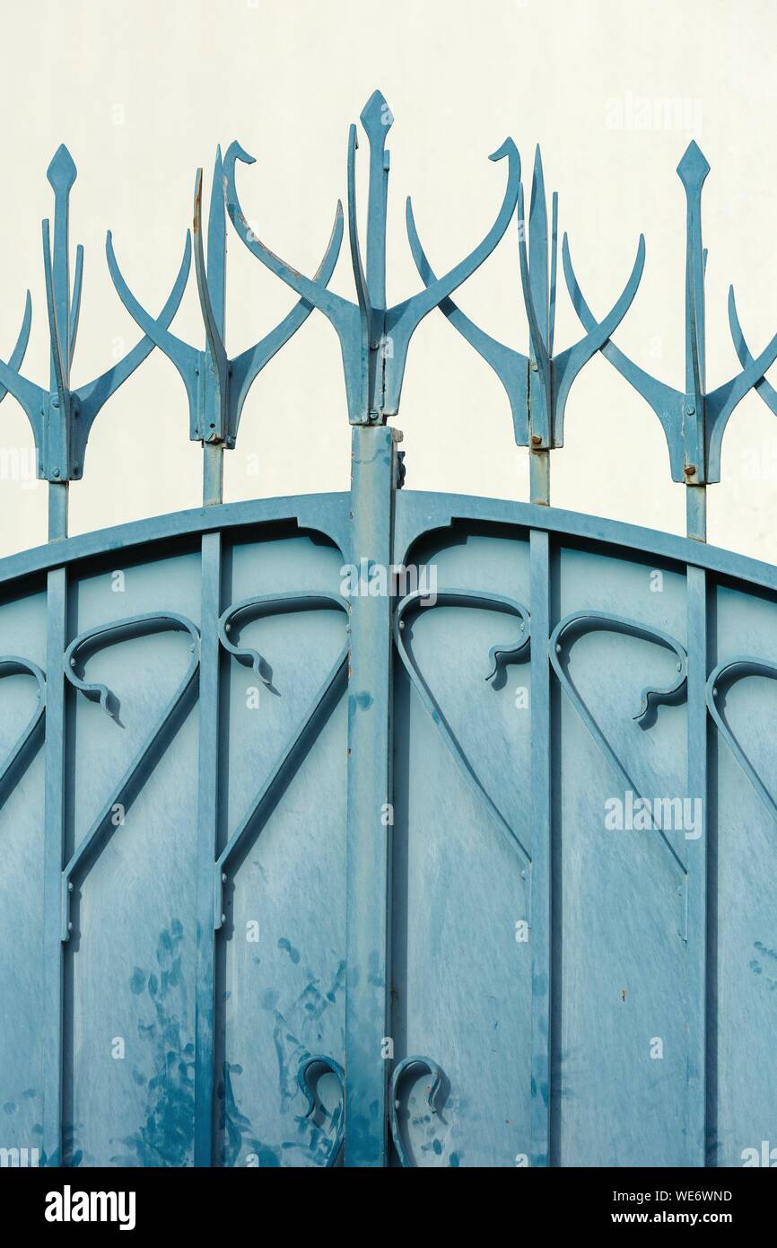 Francia, Meurthe et Moselle, Nancy, dettaglio di opere in ferro in stile Art Nouveau nel Felix Faure Street Foto Stock