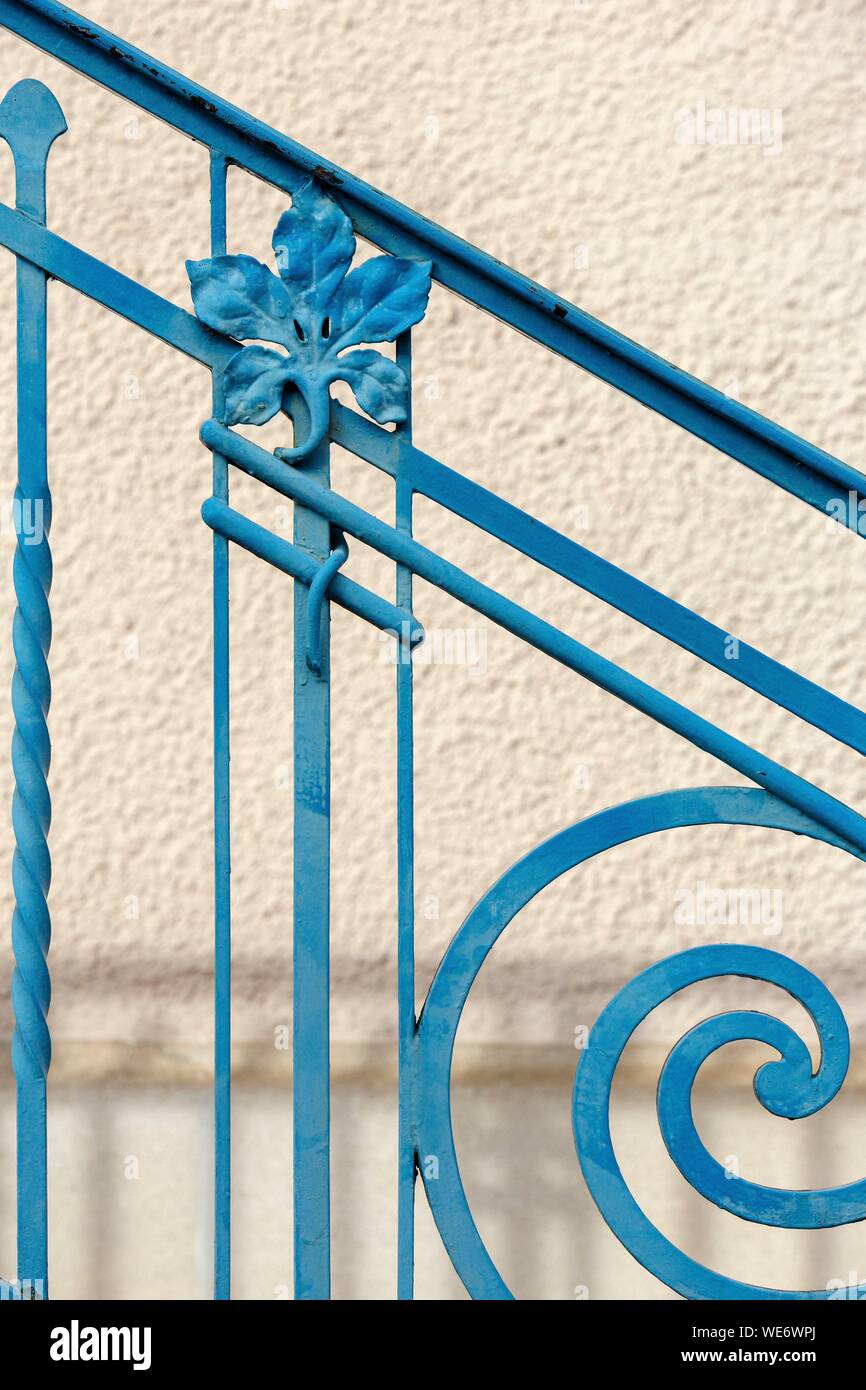 Francia, Meurthe et Moselle, Nancy, dettaglio di opere in ferro in stile Art Nouveau nel Felix Faure Street Foto Stock