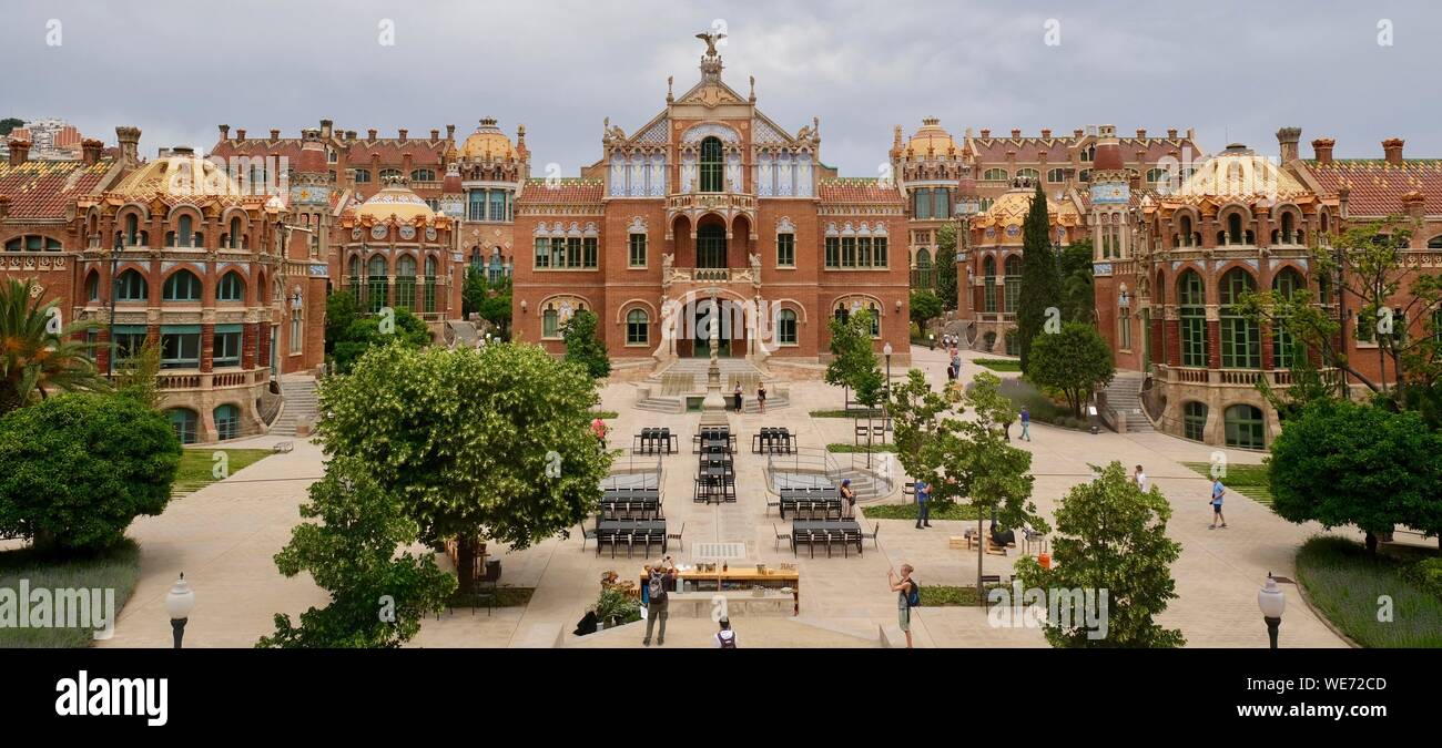 In Spagna, in Catalogna, Barcellona, El Guinardo District Hospital de la Santa Creu i de Sant Pau elencati come patrimonio mondiale dall' UNESCO, con stile modernista architetto Domenech i Montaner Foto Stock