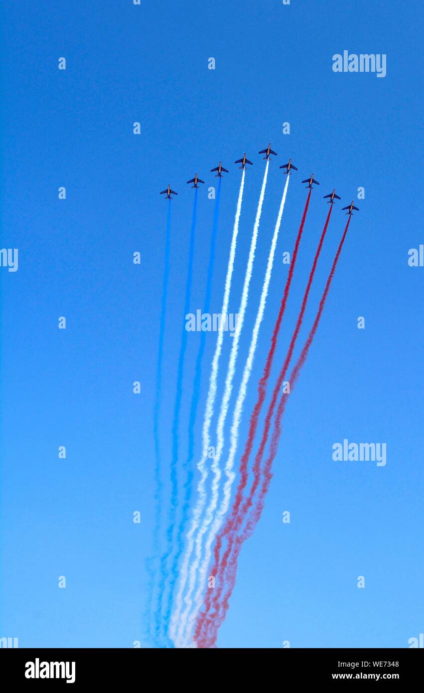Francia, Parigi, parata del 14 luglio, il passaggio della Patrouille de France Foto Stock