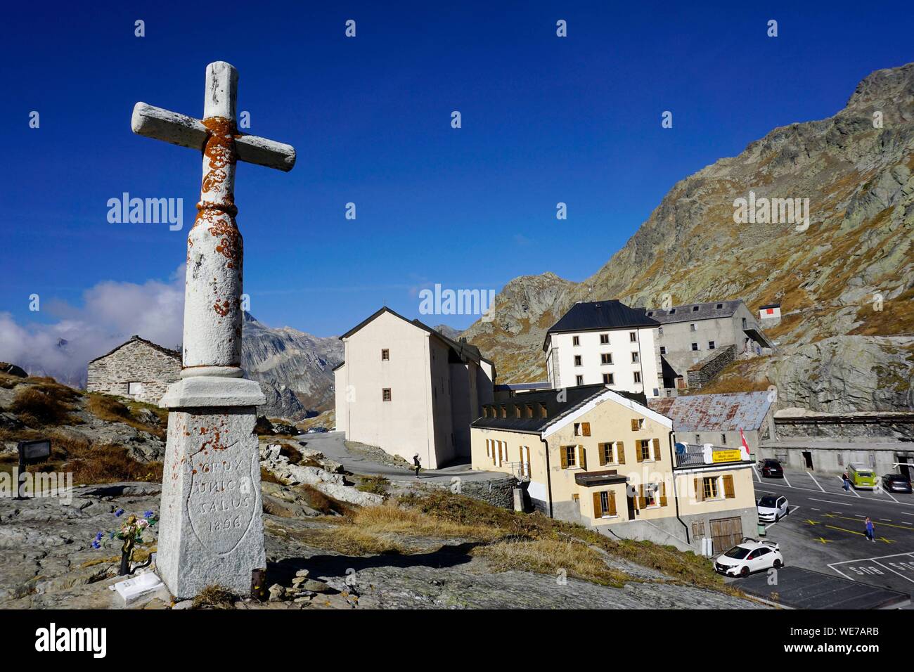 La Svizzera e il Cantone del Vallese, Col du Grand San Bernardo, Gran San Bernardo ospizio Foto Stock