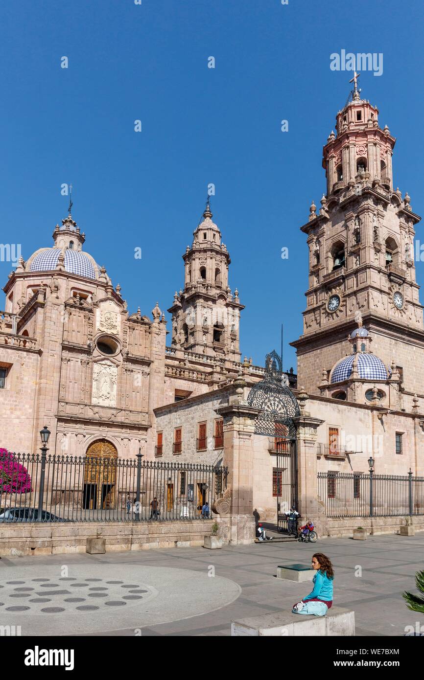 Messico, Michoacan stato, Morelia, centro storico di Morelia elencati come patrimonio mondiale dall'UNESCO, la cattedrale Foto Stock