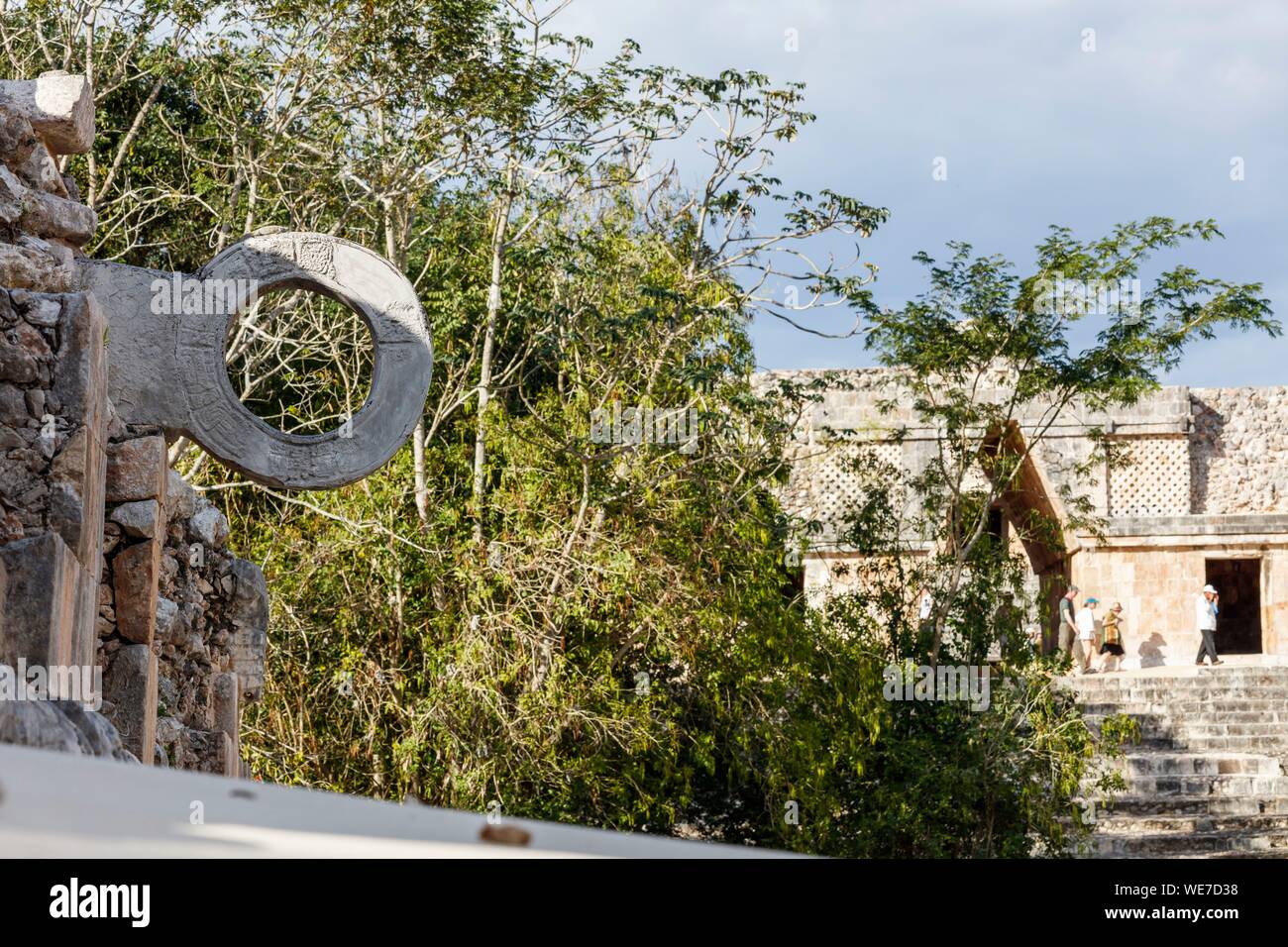 Messico, Yucatan Stato, Uxmal, elencato come patrimonio mondiale dall UNESCO, ballcourt Foto Stock